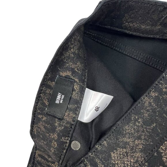 Express Mid Rise Skinny Jeans Size 4 R Black Metallic Gold Embossed Snake 5735 - Picture 8 of 10